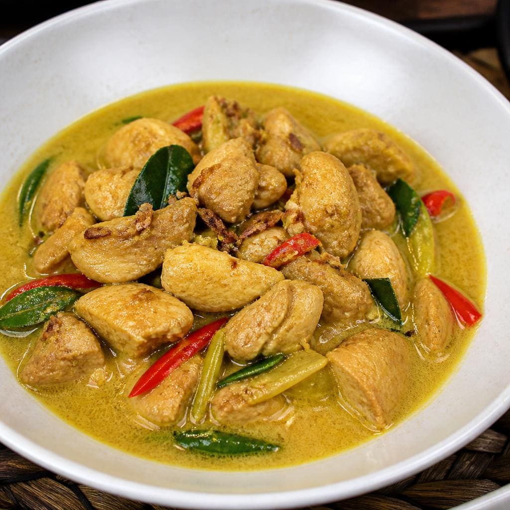 Oseng Ayam Es Teler 77 dengan kuah santan